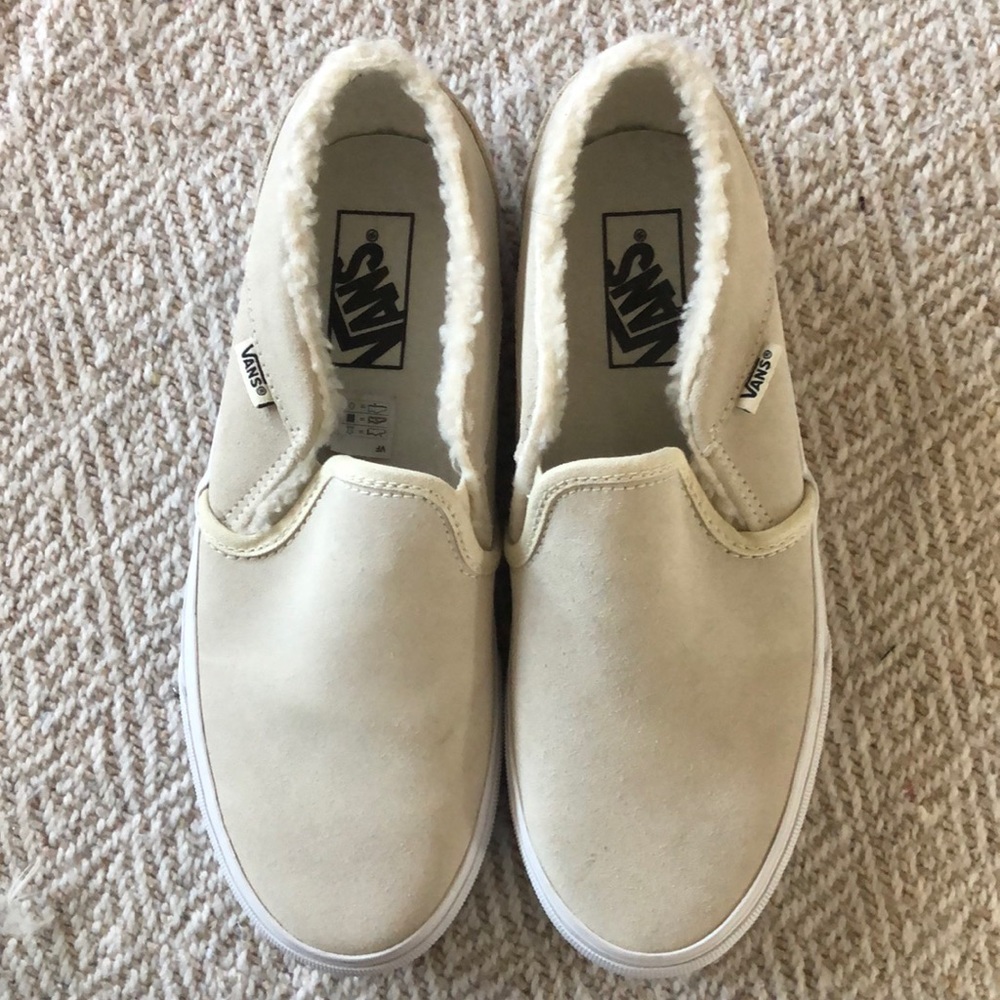 Soft beige slip on vans. Size 8